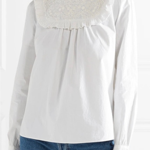 Needle & Thread White Broderie Anglaise Cotton Poplin Long Sleeve Blouse Sz. 6 - Picture 2 of 6